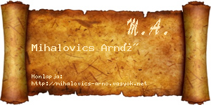 Mihalovics Arnó névjegykártya